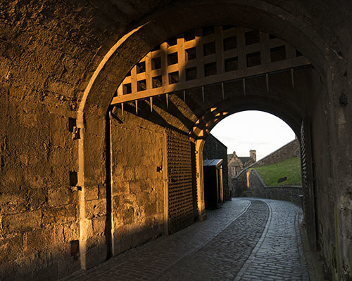 Yett and studded door at the Portcullis Gate