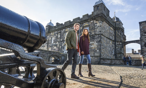 Couple enjoying a visit to the castle